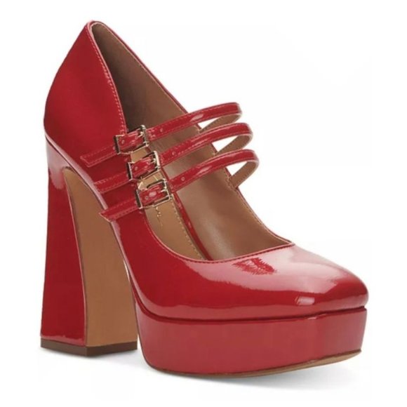 Jessica Simpson Mary Jane Platform Pumps Womens 8 1/5 Strappy, New, Red - Picture 1 of 10